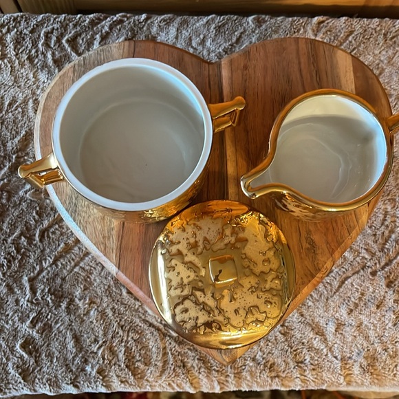 Elynor China Vintage Midcentury 22kt set made in the USA.Sugar bowl/lid +creamer - Picture 3 of 9